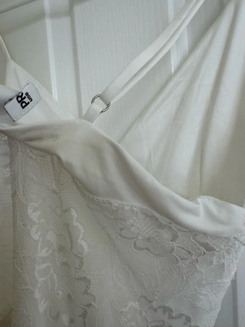 Princess Polly White Lace-Trim Mini Slip Dress